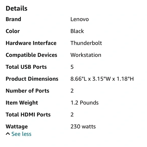 Thunderbolt 3 Workstation Dock - 170W NEW